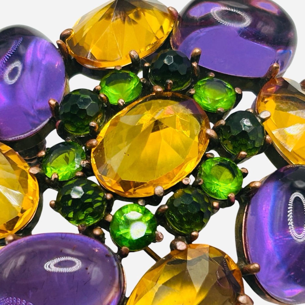 Joan Rivers Inverted Gold, Purple and Green Rhinestone Brooch - Picture 4 of 6